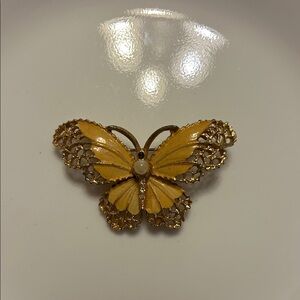 Gold and Yellow Butterfly Brooch